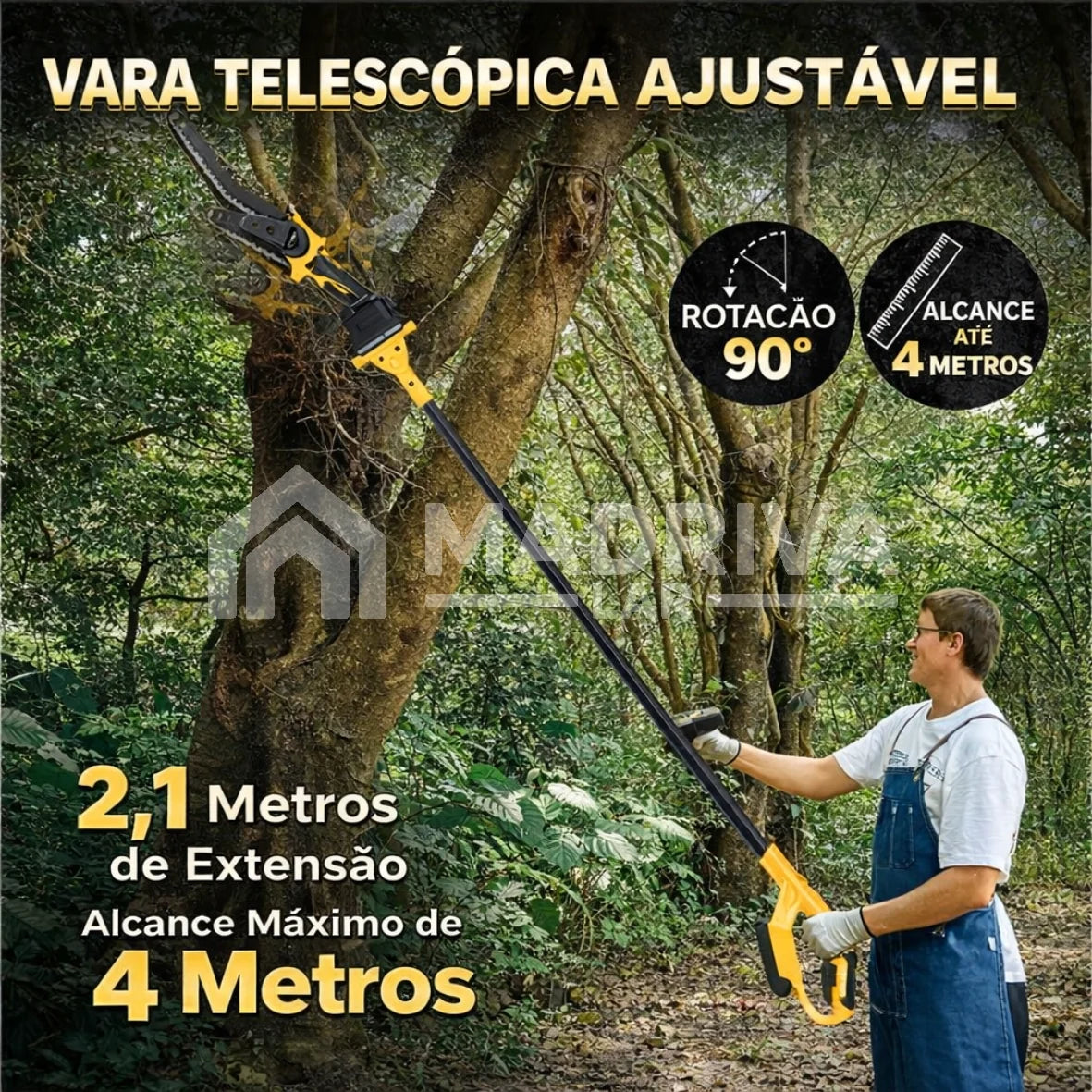 Motosserra Elétrica Portátil Com 4 Baterias 21v Bivolt + BRINDE: Bolsa de Ferramentas Multiuso - COMPRE 1 LEVE 2