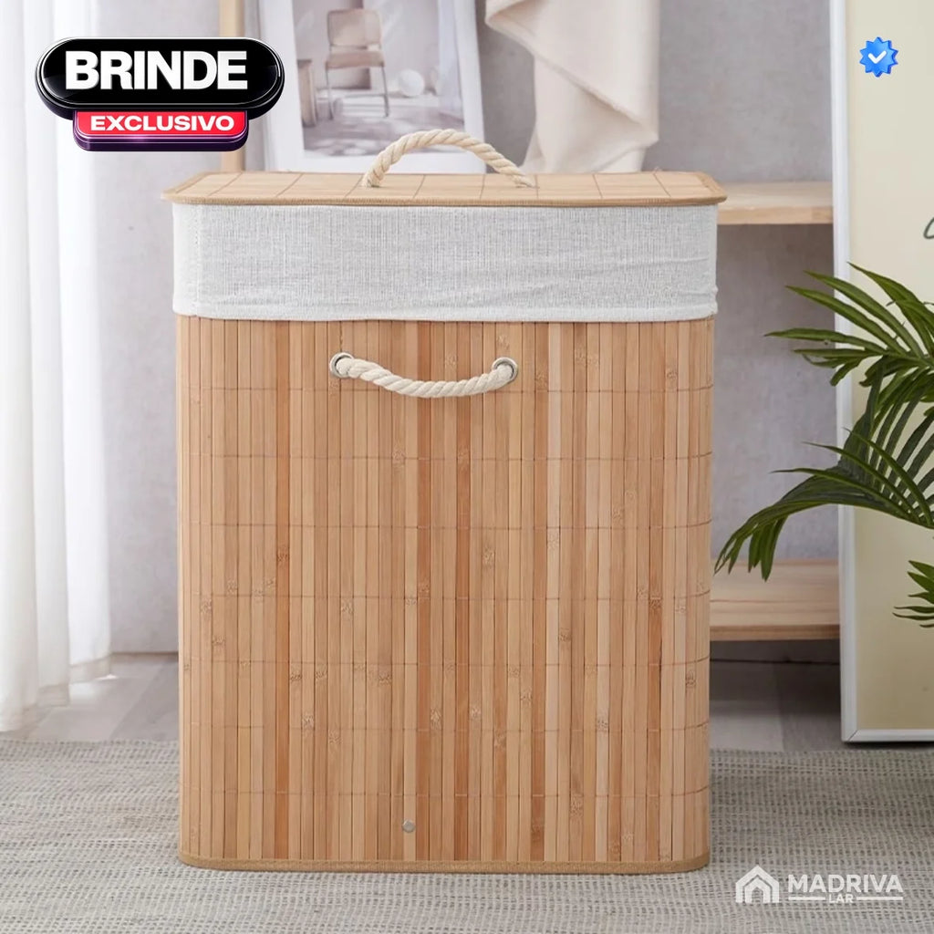 Gaveteiro Portátil Multifuncional c/ Rodinhas + BRINDE: Cesto De Roupa em Bambu - COMPRE 1 LEVE 2