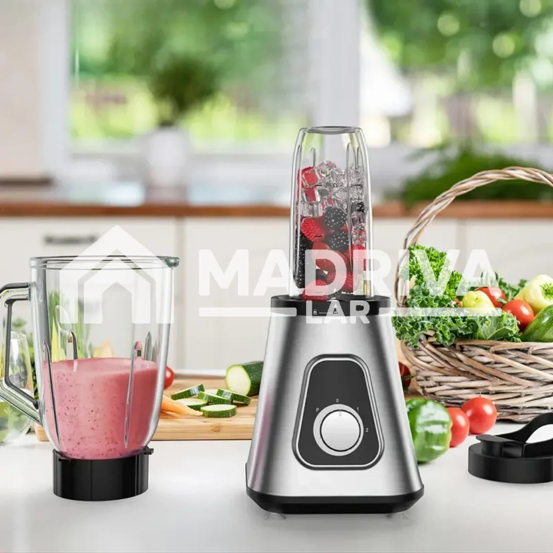Liquidificador Multiuso Lumax Com Jarra de Vidro + BRINDE: Porta Tempero Vertical 16 Potes - COMPRE 1 LEVE 2